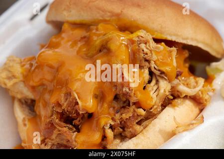 Un sandwich au porc effiloché du Hum Grocery à Rockville, Caroline du Sud, États-Unis Banque D'Images