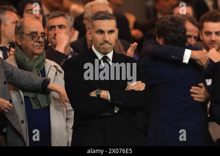 Madrid, Espagne. 9 avril 2024. Khaldoon Al Moubarak, président de Manchester City, lors du match de l'UEFA Champions League au Santiago Bernabau, Madrid. Le crédit photo devrait se lire : Paul Terry/Sportimage crédit : Sportimage Ltd/Alamy Live News Banque D'Images