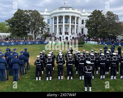 Washington, DC, États-Unis. 10 avril 2024. Vue de la Maison Blanche alors que Fumio Kishida, premier ministre du Japon, visite la Maison Blanche à Washington, DC le 10 avril 2024. Crédit : Patsy Lynch/Media Punch/Alamy Live News Banque D'Images