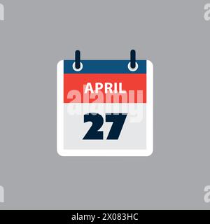Page de calendrier simple pour le jour du 27 avril - bannière, Design graphique isolé sur fond gris - élément de conception pour le Web, Flyers, affiches, utile pour Illustration de Vecteur