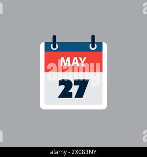 Page de calendrier simple pour le jour du 27 mai - bannière, Design graphique isolé sur fond gris - élément de conception pour le Web, Flyers, affiches, utile pour de Illustration de Vecteur