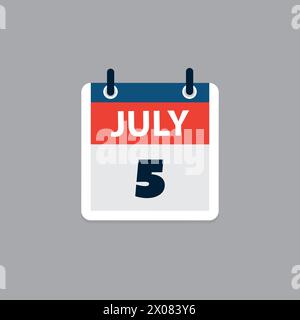 Conception de page de calendrier pour le jour 5 juillet, USA jour férié après le jour de l'indépendance en 2021 - illustration vectorielle Illustration de Vecteur