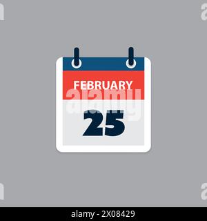 Conception de page de calendrier simple pour le jour du 25 février - bannière, élément de conception graphique pour le Web, Flyers, affiches, utile pour les conceptions faites pour n'importe quel Schedu Illustration de Vecteur
