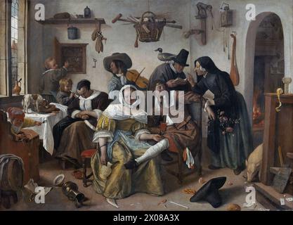 Jan Steen - méfiez-vous du luxe (“In Weelde Siet Toe”) - Banque D'Images