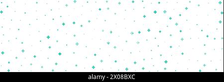 Symboles verts ou plus de différentes tailles et opacité sur fond blanc. Motif abstrait de croix médicale bleue ou mathématique plus pictogramme Illustration de Vecteur