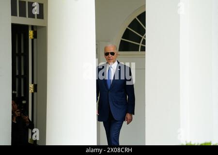 Washington, États-Unis. 04th Apr, 2023. Le président AMÉRICAIN Joe Biden se rend au bureau ovale de la Maison Blanche à Washington le 10 avril 2024. Photo de Yuri Gripas/ABACAPRESS.COM crédit : Abaca Press/Alamy Live News Banque D'Images