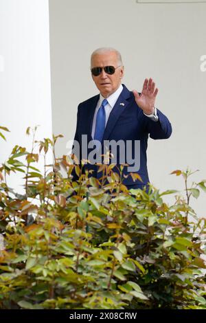 Washington, États-Unis. 04th Apr, 2023. Le président AMÉRICAIN Joe Biden se rend au bureau ovale de la Maison Blanche à Washington le 10 avril 2024. Photo de Yuri Gripas/ABACAPRESS.COM crédit : Abaca Press/Alamy Live News Banque D'Images