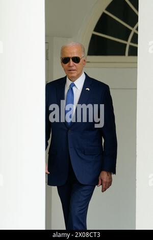 Washington, États-Unis. 04th Apr, 2023. Le président AMÉRICAIN Joe Biden se rend au bureau ovale de la Maison Blanche à Washington le 10 avril 2024. Photo de Yuri Gripas/ABACAPRESS.COM crédit : Abaca Press/Alamy Live News Banque D'Images