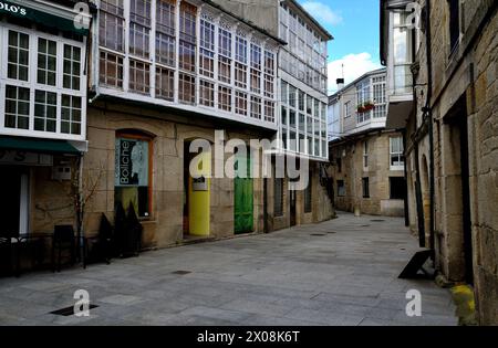 Centre ville de A Pobra de Trives, Ourense, Espagne Banque D'Images