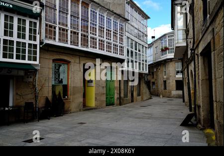 Centre ville de A Pobra de Trives, Ourense, Espagne Banque D'Images