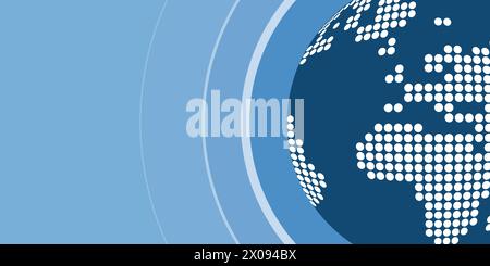 Blue Global Buisness, connexions, disposition technologique polyvalente à grande échelle - modèle de conception avec globe terrestre 3D tacheté sur fond bleu clair - Illustration de Vecteur