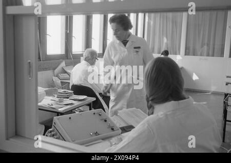 Courant 17 - 6 - 1974 : fait avec du bon goûteAu laboratoire de l'abattoir norvégien à Løren à Oslo, 16 personnes s'assoient et jugent le goût de la viande norvégienne et des produits de porc. Photo : Sverre A. Børretzen / Aktuell / NTB ***PHOTO NON TRAITÉE*** Banque D'Images