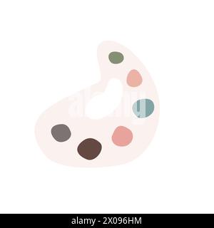 Fournitures de peinture, palettes de couleurs, tubes colorés, aquarelles, peintures à l'huile, peintures acryliques. L'illustration vectorielle peut être utilisée pour le textile, l'affiche, la conception de tissu. Couleurs pastel dans le style boho. Illustration de Vecteur