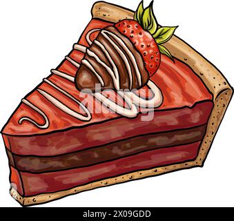 Pièce Sweet Cakes Set dessin à la main vectoriel. délicieux desserts avec garnitures de fruits et crème Illustration de Vecteur