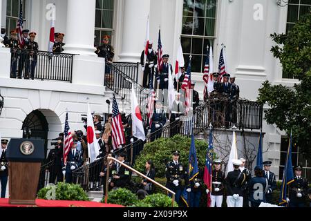 Le 10 avril, le président Joe Biden et la première dame Jill Biden accueilleront le premier ministre Kishida Fumio et les MRS Kishida Yuko du Japon pour un officiel Banque D'Images