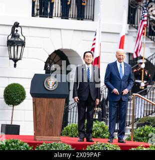 Le 10 avril, le président Joe Biden et la première dame Jill Biden accueilleront le premier ministre Kishida Fumio et les MRS Kishida Yuko du Japon pour un officiel Banque D'Images
