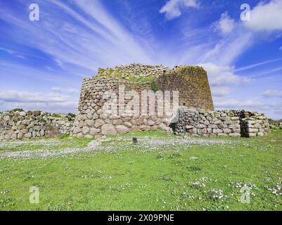 Le Nuraghe Losa, célèbre témoignage de la civilisation nuragique, se dresse sur le plateau d'Abbasanta, un village de la région oristanaise de Sardaigne Banque D'Images