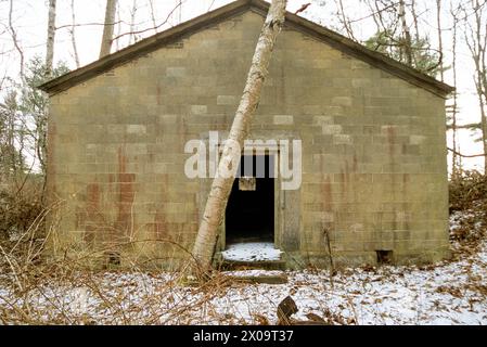 Les restes de Fort Dearborn, un bunker de la seconde Guerre mondiale, sur le terrain du parc d'État d'Odiorne point à Rye, New Hampshire. Banque D'Images