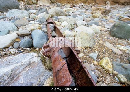 Les restes de Fort Dearborn, un bunker de la seconde Guerre mondiale, sur le terrain du parc d'État d'Odiorne point à Rye, New Hampshire. Banque D'Images