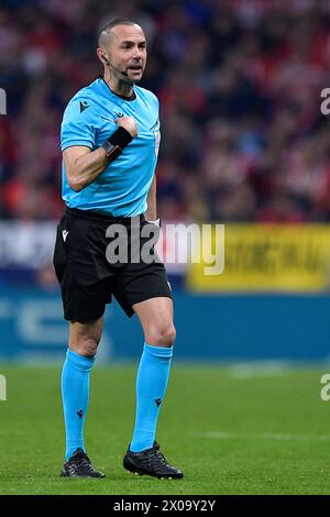 Madrid, Espagne. 10 avril 2024. MADRID, ESPAGNE - 10 AVRIL : arbitre Marco Guida lors du quart de finale première manche - UEFA Champions League 2023/24 entre l'Atlético Madrid et le Borussia Dortmund au stade Civitas Metropolitano le 10 avril 2024 à Madrid, Espagne. (Photo de Pablo Morano/BSR Agency) crédit : BSR Agency/Alamy Live News Banque D'Images