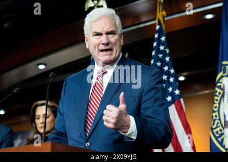 Washington, District de Columbia, États-Unis. 10 avril 2024. Le représentant américain TOM EMMER (R-MN) s'exprimant lors d'une conférence de presse au Capitole des États-Unis. (Crédit image : © Michael Brochstein/ZUMA Press Wire) USAGE ÉDITORIAL SEULEMENT! Non destiné à UN USAGE commercial ! Banque D'Images