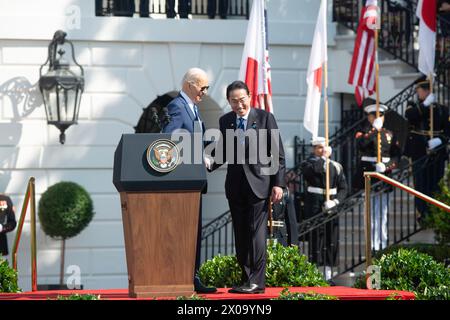 Washington DC 10 avril 2024, États-Unis : le premier ministre japonais Fumio Kishida rencontre le président Joe Biden à la Maison Blanche à Washington DC. Patsy Lynch Banque D'Images