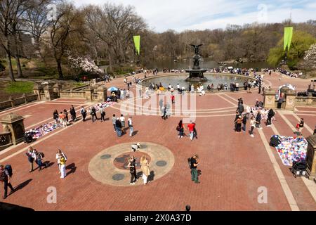 Bethesda Terrace est populaire auprès des touristes au printemps, 2024, NYC, USA, Central Park Banque D'Images