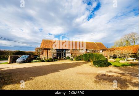 Bix Manor, un lieu de mariage historique converti du 17ème siècle classé tisane II grange à Bix, un village près de Henley-on-Thames, dans le sud de l'Oxfordshire Banque D'Images