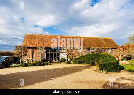 Bix Manor, un lieu de mariage historique converti du 17ème siècle classé tisane II grange à Bix, un village près de Henley-on-Thames, dans le sud de l'Oxfordshire Banque D'Images