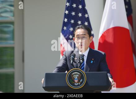 Washington DC 10 avril 2024, États-Unis : le premier ministre japonais Fumio Kishida rencontre le président Joe Biden à la Maison Blanche à Washington DC. Patsy Lynch/MediaPunch Banque D'Images