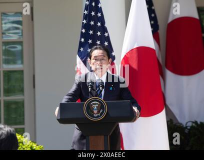 Washington DC 10 avril 2024, États-Unis : le premier ministre japonais Fumio Kishida rencontre le président Joe Biden à la Maison Blanche à Washington DC. Patsy Lynch/MediaPunch Banque D'Images