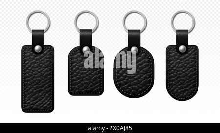 Jeu de vecteurs porte-clés en cuir Illustration de Vecteur