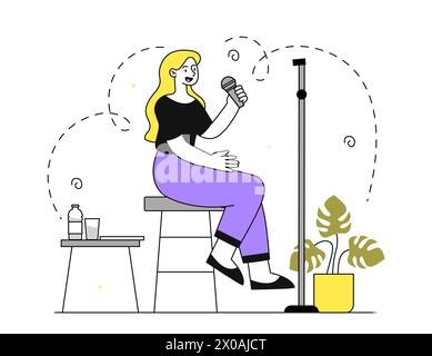 Stand up femme vecteur simple Illustration de Vecteur