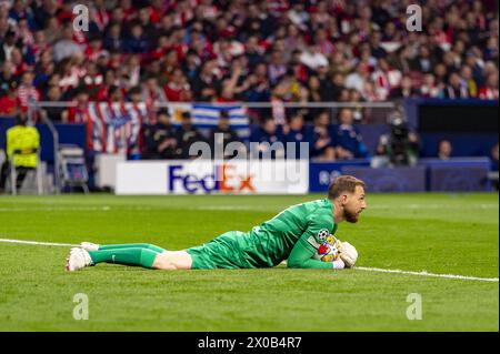 Madrid, Espagne. 10 avril 2024. Jan Oblak de l'Atletico Madrid vu lors du match quart de finale de l'UEFA Champions League entre l'Atletico Madrid et le Borussia Dortmund à l'Estadio Civitas Metropolitano le 10 avril 2024 à Madrid, Espagne. Crédit : Agence photo indépendante/Alamy Live News Banque D'Images