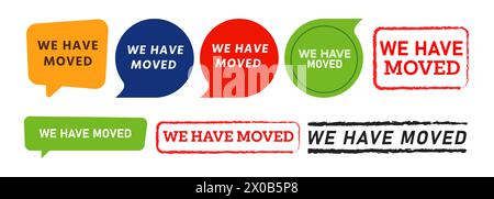 nous avons déplacé le timbre et l'annonce d'information d'étiquette d'étiquette de bulle de discours Illustration de Vecteur
