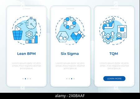 Écran bleu de l'application mobile Onboarding Methodologies BPM Illustration de Vecteur