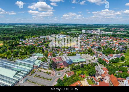 Vue aérienne de la ville de Rain am Lech dans le district souabe nord de Donau-Ries Banque D'Images