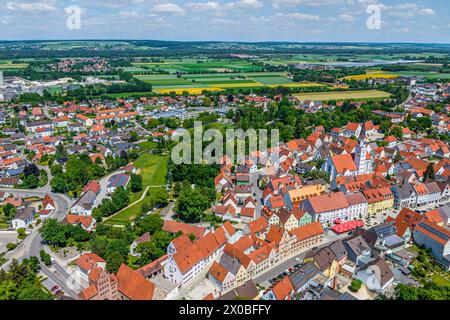 Vue aérienne de la ville de Rain am Lech dans le district souabe nord de Donau-Ries Banque D'Images