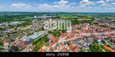 Vue aérienne de la ville de Rain am Lech dans le district souabe nord de Donau-Ries Banque D'Images