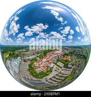 Vue aérienne de la ville de Rain am Lech dans le district souabe nord de Donau-Ries Banque D'Images