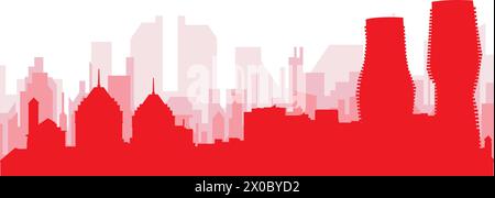 Affiche rouge panoramique de la ville de MISSISSAUGA, CANADA Illustration de Vecteur