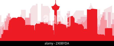 Affiche rouge panoramique de la ville de CALGARY, CANADA Illustration de Vecteur