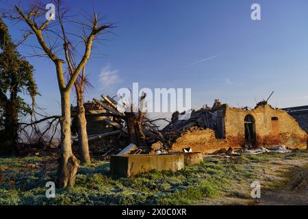 ruines de maisons dues à un ouragan Banque D'Images