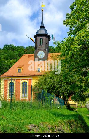 L'église du vignoble de Pillnitz est une église baroque située dans le vignoble royal de Pillnitz, Dresde, Saxe, Allemagne. Banque D'Images