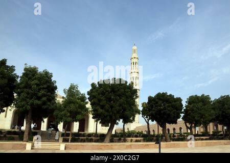 Sultan Qaboos Grande Mosquée et Minaret Muscat Oman Banque D'Images