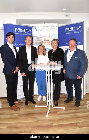 Martin Geilhufe, Landesbeauftragter BUND Naturschutz in Bayern e. V. Bernhard Stiedl, Vorsitzender DGB Bayern Verena Bentele, Praesidentin VdK Deutschland e. V., Vorsitzende VdK Bayern e. V. -Parasolympiasiegerin Nicole Schley, Vorsitzende AWO Bayern e. V. Christian Loos, Vorsitzender VCD Bayern e. V. Muenchen 11.04.2024 Presseclub gespraech-Gemeinsam fuer eine sozialvertraegliche Mobilitaetswende in Bayern Breites Buendnis aus AWO, VdK, DGB, IGM, Ver.di, EVG, ADFC, BN und VCD Muenchen *** Martin Geilhufe, représentant de l'État BUND Naturschutz au Bayern et V Bernhard Stiedl, président de DGB Bay Banque D'Images