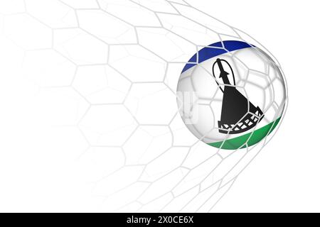Lesotho drapeau ballon de football dans le filet. Illustration sportive vectorielle. Illustration de Vecteur