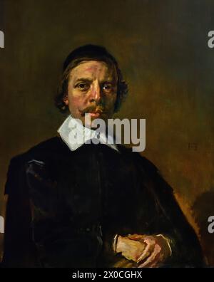 Portrait d'un homme possiblement un ecclésiastique 1658 par Frans Hals, 1582-1666, Anvers- Haarlem, Néerlandais, pays-Bas, XVIIe siècle, âge d'or néerlandais ( il peint des portraits vivants, parfois même joyeux, de personnes de tous les niveaux de la société, de personnes importantes, d'enfants méchants et même d'ivrognes ou de personnes déclarées folles ). Banque D'Images