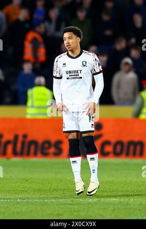 MKM Stadium, Hull, Angleterre - 10 avril 2024 Samuel Silvera (18 ans) de Middlesbrough - pendant le match Hull City v Middlesbrough, Sky Bet Championship, 2023/24, MKM Stadium, Hull, Angleterre - 10 avril 2024 crédit : Arthur Haigh/WhiteRosePhotos/Alamy Live News Banque D'Images