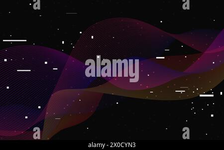 Effet de superposition de pépins. Ondes de couleur déformées sur fond sombre. Formes de gradient futuristes. Bruit blanc aléatoire. Modèle de signal vidéo endommagé. Vecteur Illustration de Vecteur